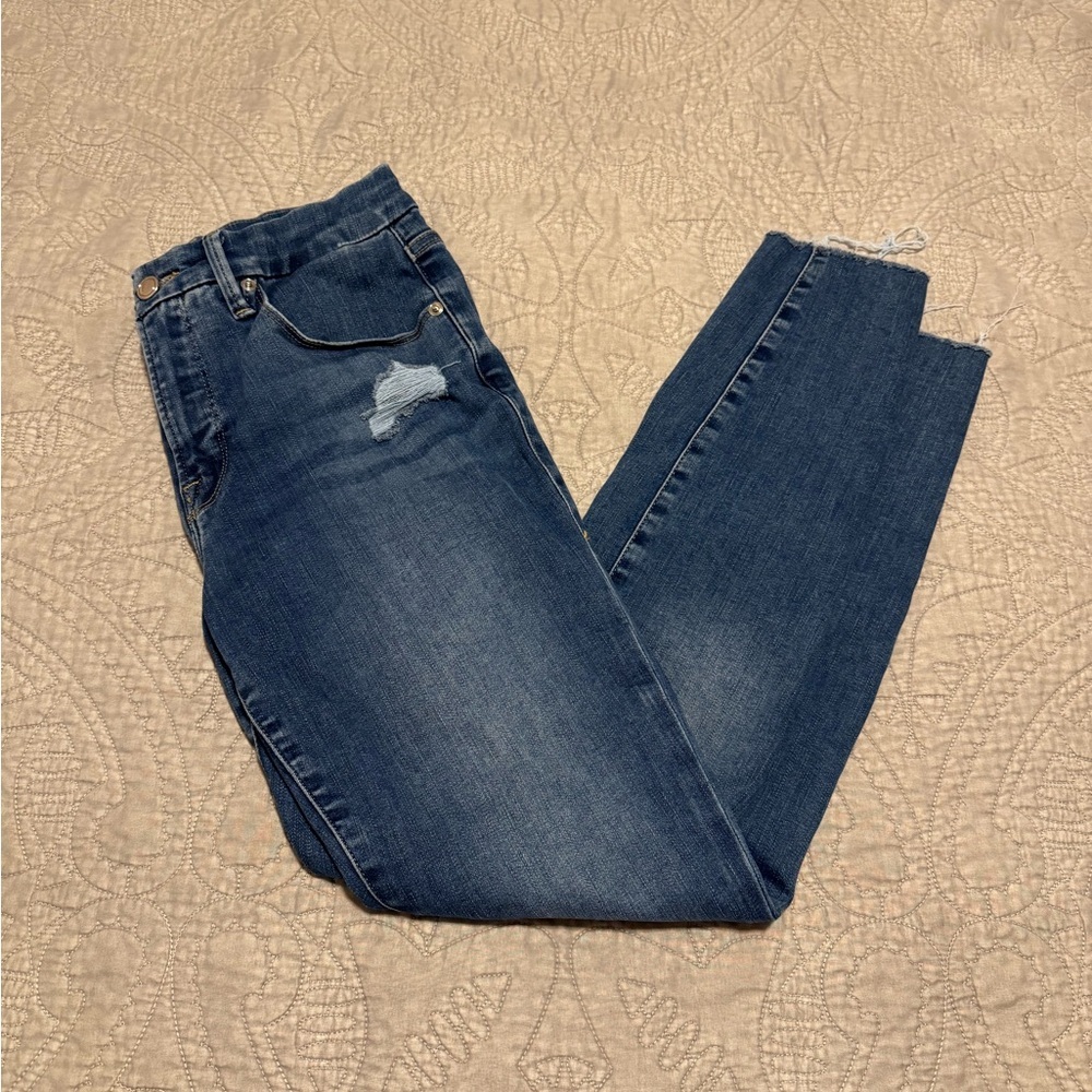 Like-New Good American Good Legs Dark Wash Skinny Jeans Size 28 - Picture 2 of 6
